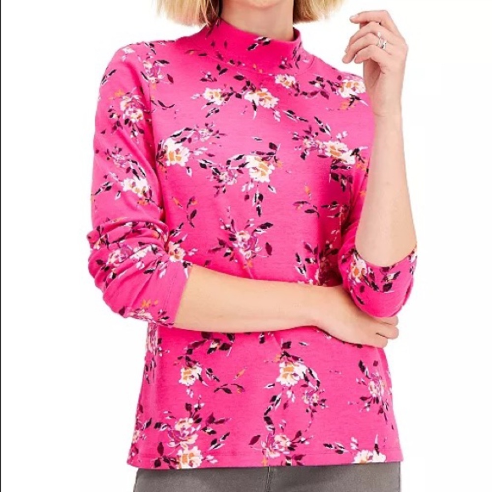 NWT Floral Turtleneck Blouse - Picture 1 of 5